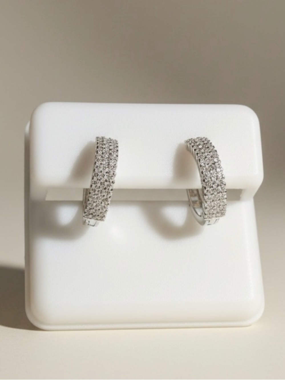 Genuine Moissanite Huggie Hoop Sterling Silver 925  Earrings